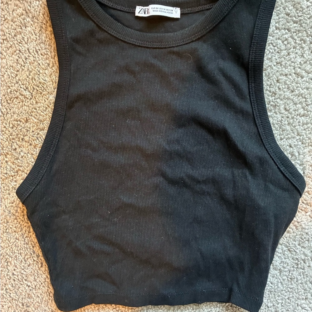 Zara Black Sleeveless Crop Top